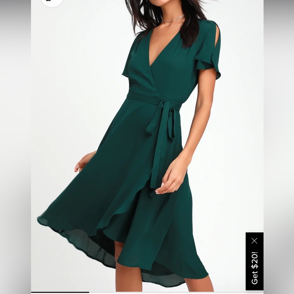 Lulus Deep Green Midi Dress - Picture 3 of 9